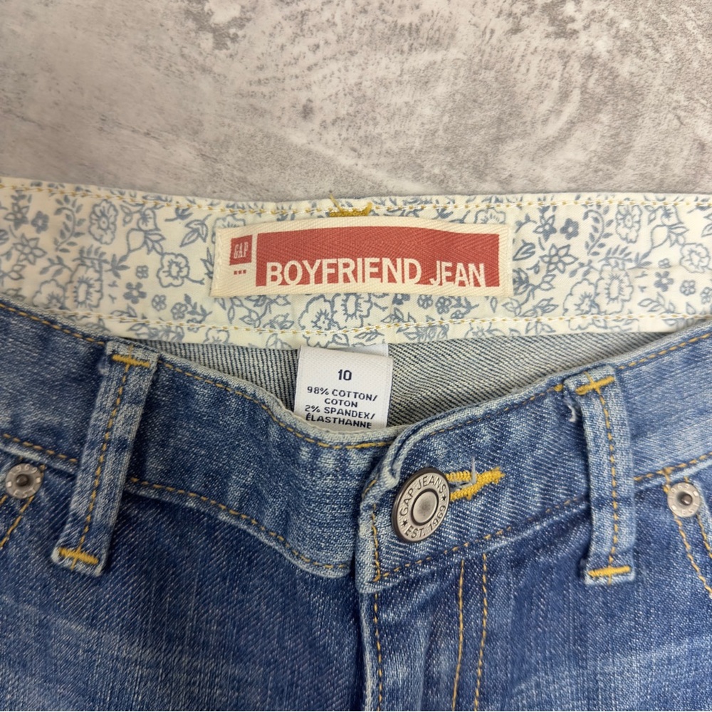 GAP Boyfriend Jeans Size 10 Distressed Medium Wash Denim Relaxed Fit Women - Picture 4 of 9